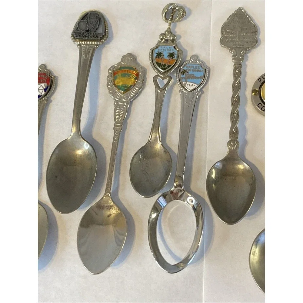 Vintage Lot of 20 Souvenir Spoons State Travel Jamacia Canada Hotel San Fran